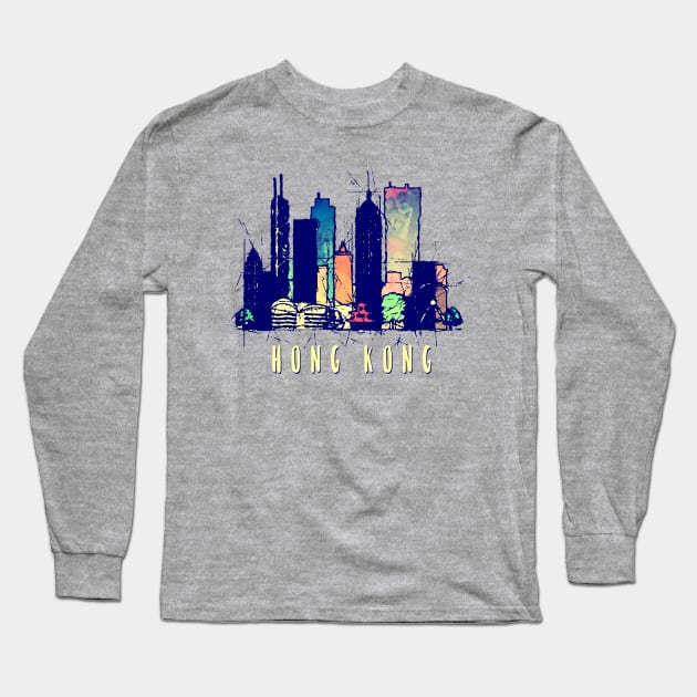 Hong Kong Long Sleeve T-Shirt by DimDom